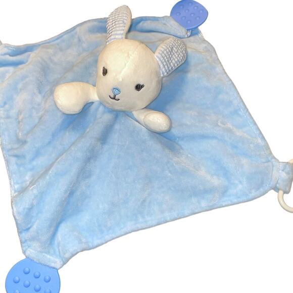 Modern Baby Lovey Bunny Rabbit Security Snuggle Blanket Rattle Shower Gift 12" - Picture 3 of 13
